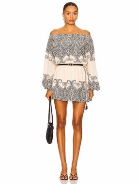 HEMANT & NANDITA Off-Shoulder Printed Mini Dress NWT Medium